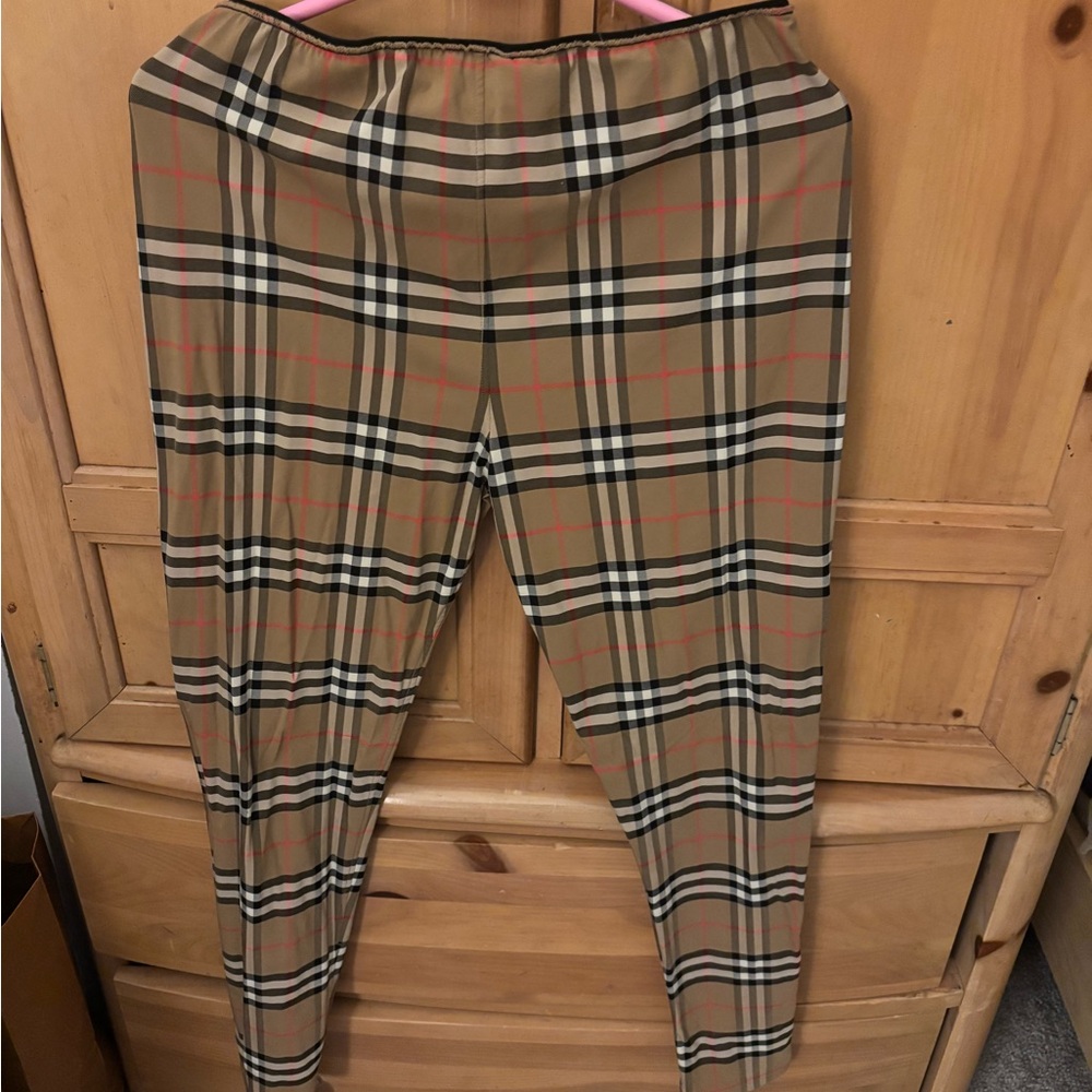 Burberry Beige Checkered Leggings